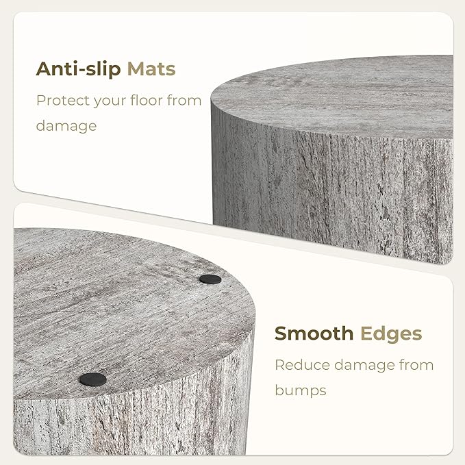 Nesting Coffee Table Set of 2, Round Dark Gray Nesting Table Modern Circle - Image 5
