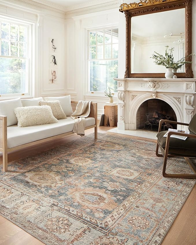 Loloi Margot Collection MAT-03 Ocean/Spice 7'-6" x 9'-6" Area Rug feat. by Loloi