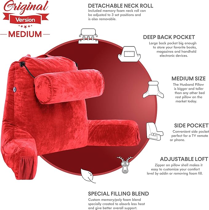 Husband Pillow Medium Red, Backrest - Image 5