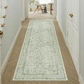 Runner Rug 2x6 Sage Green Hallway Washable Vintage Distressed Kitchen Carpet by PureCozy