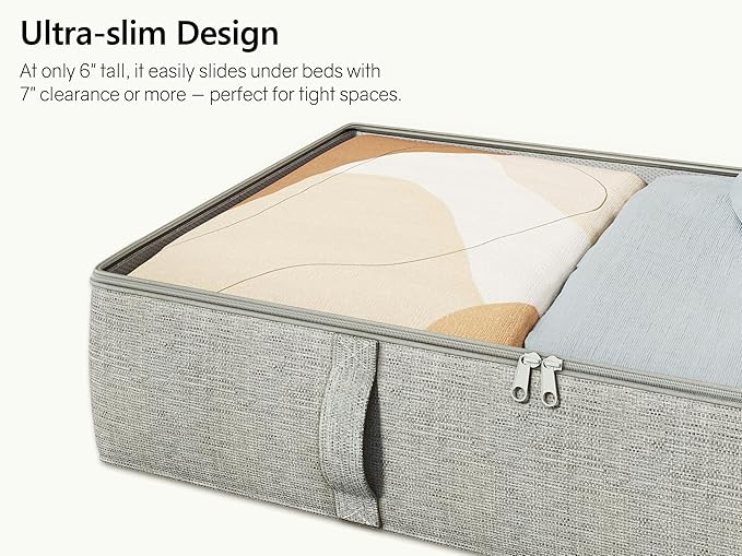 2-Pack Under Bed Storage Containers, 6 Inches Tall Underbed Clothes Storage - Image 6