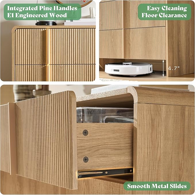 AMERLIFE Fluted 5 Drawer Dresser, Rounded Corners & Anti-Tip Design, Wood - Image 5