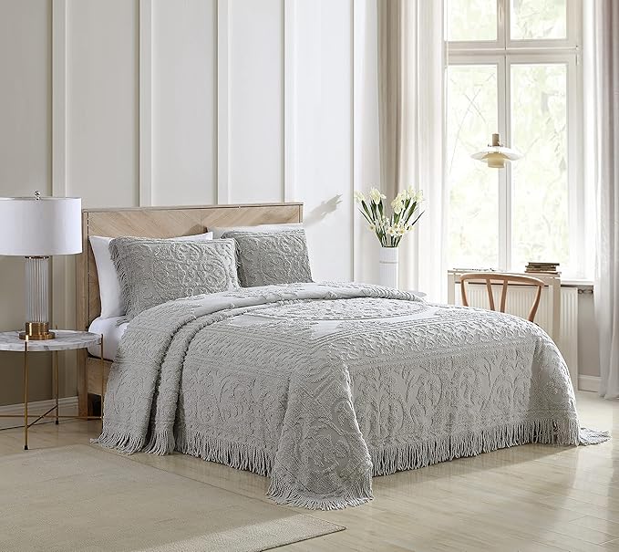 Beatrice Home Fashions Medallion Chenille Bedspread, Standard Sham - Image 2