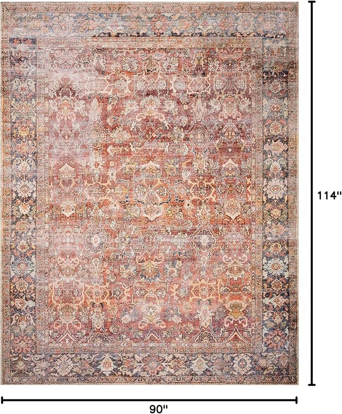 Loloi Layla Collection LAY-02 Spice/Marine 7'-6" x 9'-6" .13" Thick Area Rug - Image 2