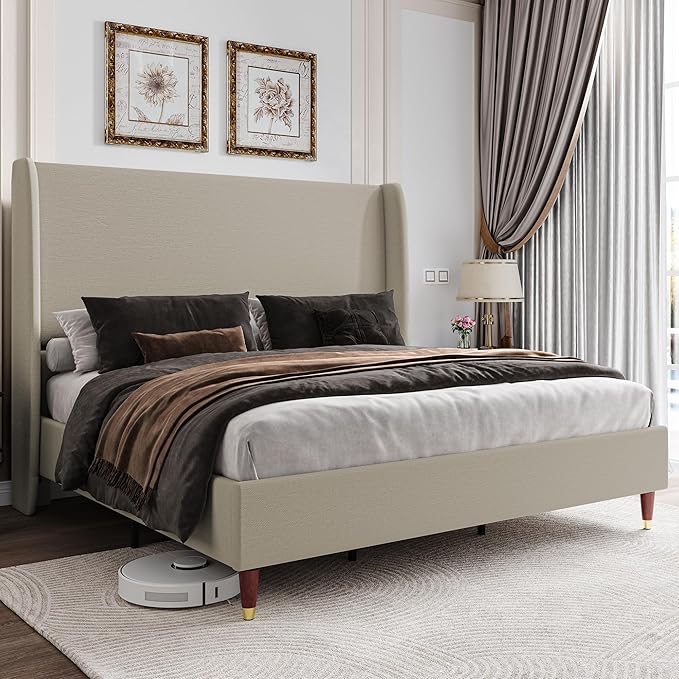 Jocisland King Upholstered Platform Bed Frame by Jocisland