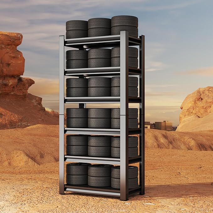 Storage Shelves, Garage Metal Shelving Unit, Adjustable, Double-Layer Column - Image 7