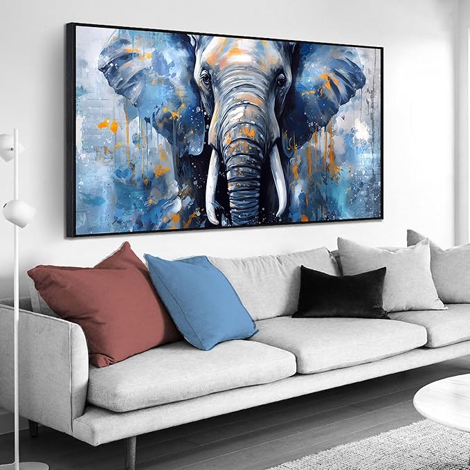 Elephant Wall Art for Living Room, Animal Canvas Wall-Decor for Bedroom by ENTANUB