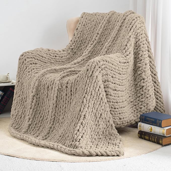 Chunky Knit Throw Blanket 50"X 60", 100% Handmade - Image 9
