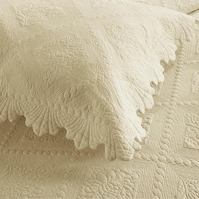 MarCielo 3-Piece 100% Cotton Oversized Bedspread Lightweight Quilt Coverlet - Image 8