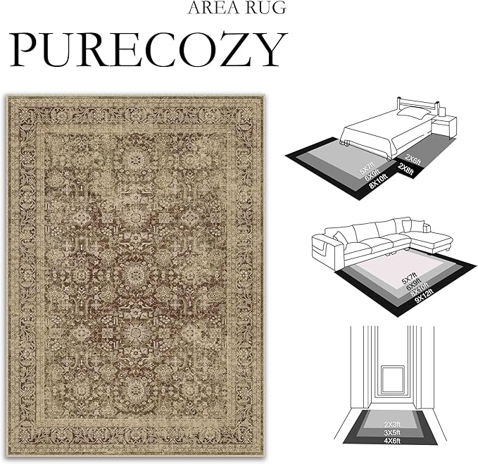 Brown 2x3 Entryway Area Rug Machine Washable Doormat Kitchen Vintage Distressed - Image 9