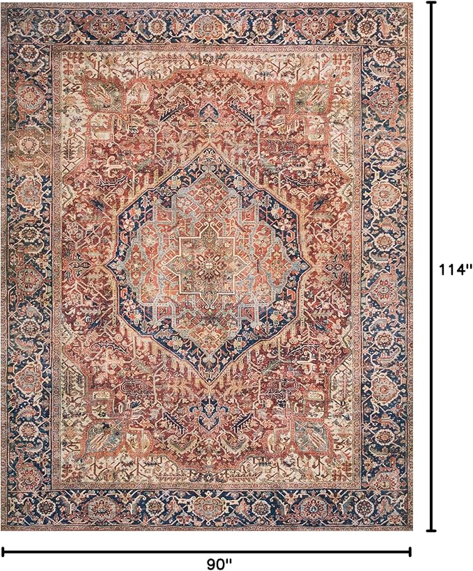 Loloi Layla Collection LAY-08 Red/Navy 7'-6" x 9'-6" .13" Thick Area Rug - Image 2