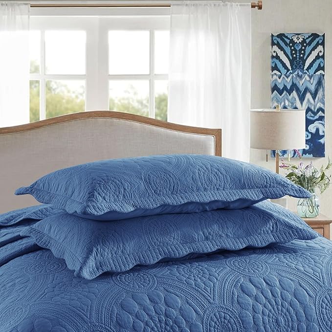 MarCielo 3-Piece 100% Cotton Oversized Bedspread Lightweight Quilt Coverlet - Image 5