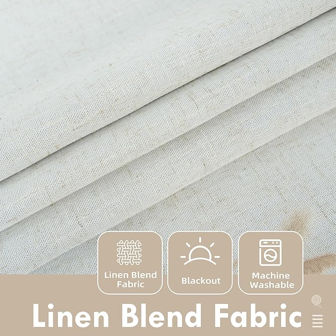 DriftAway Double Layer Linen Blackout Tie Up Curtains Thermal Insulated Fully - Image 3
