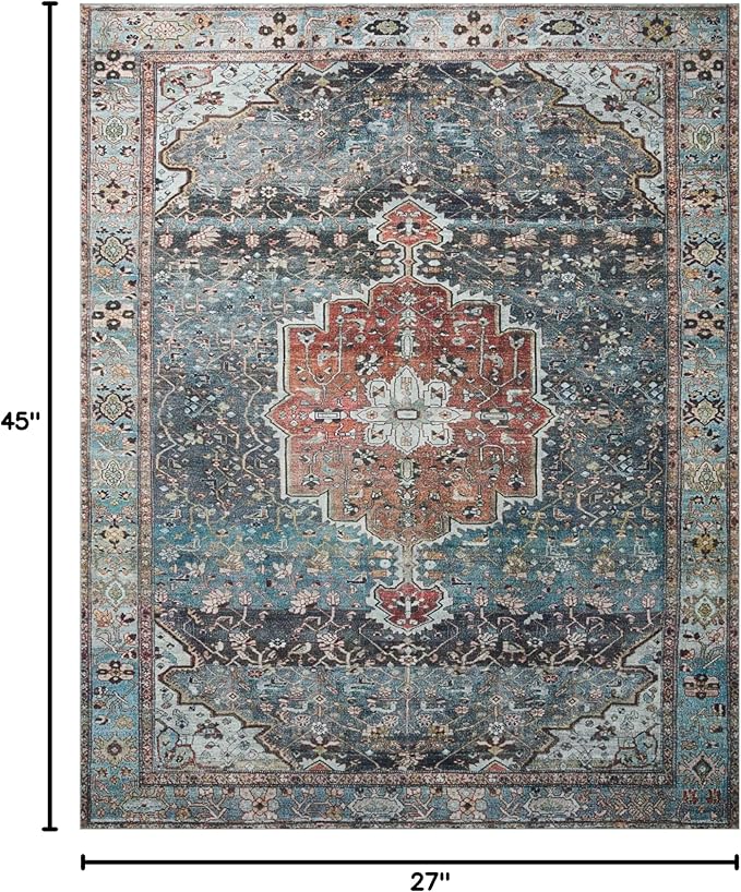 Loloi Margot Collection MAT-05 Ocean/Brick 2'-3" x 3'-9" Accent Rug feat. - Image 2