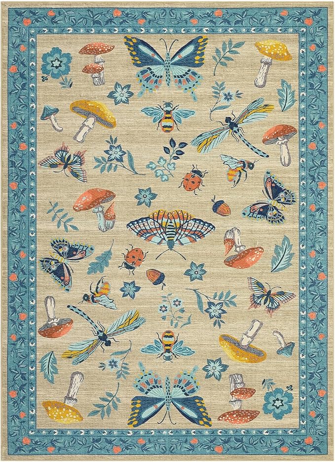 Mushroom Insect Washable Rug 5x7 Area Rugs - Image 4