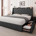 Feonase Queen Bed Frame with 4 Storage Drawers, Upholstered Storage Bed with by FEONASE