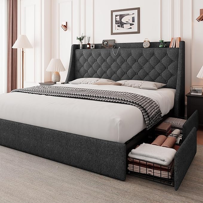 Feonase Upholstered Full Size Bed Frame by FEONASE