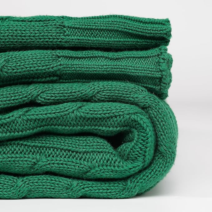 100% Cotton Cable-Knit Throw Blanket: 60" x 70", Ultra Soft, Breathable - Image 6