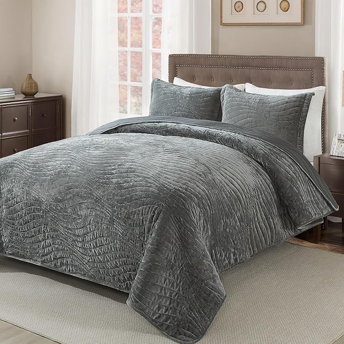 HoneiLife Velvet Quilt Sets King - Image 2