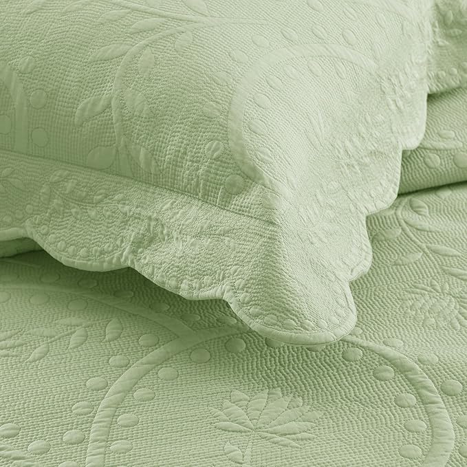 MarCielo 3-Piece 100% Cotton Oversized Bedspread Lightweight Quilt Coverlet - Image 9
