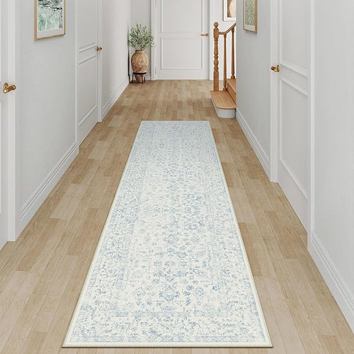 2x8 Blue Runner Rug Hallway Non Slip Kitchen Vintage Distressed Long Carpet by PureCozy