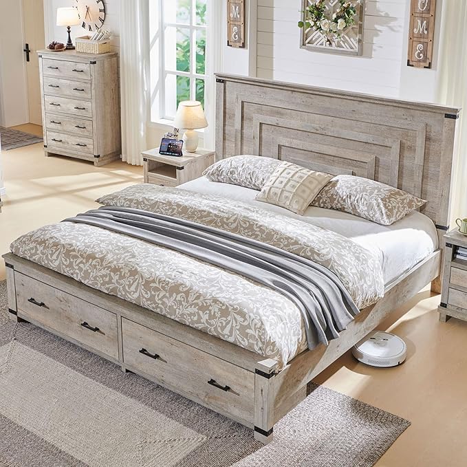 T4TREAM Farmhouse King Size Bed Frame by T4TREAMFurniture