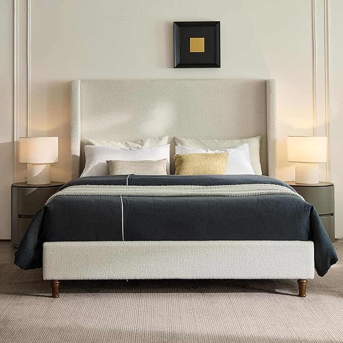 King Size Upholstered Bed Frame by Unknown