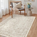 Light Brown Area Rug 3x4 Office Entryway Rug Machine Washable Kitchen Vintage by PureCozy