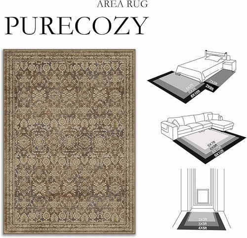 2x8 Runner Rug Brown Vintage Hallway Long Carpet Indoor Kitchen Washable Living - Image 2