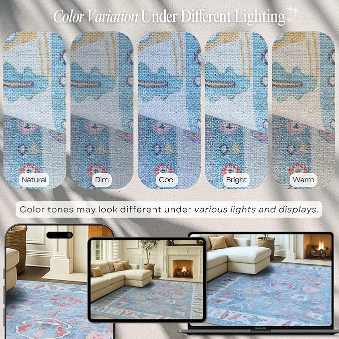 Fame Rugs Blue Modern Oushak Rug 2'6"x10, Vintage Turkish Colorful Oriental - Image 4