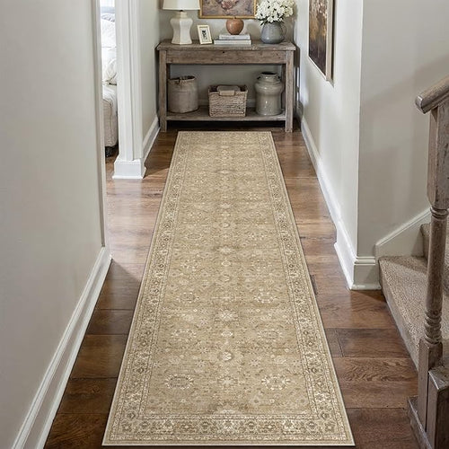 2x8 Brown Runner Rug Hallway Non Slip Kitchen Vintage Distressed Long Carpet by PureCozy
