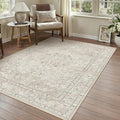 Beige 4x6 Area Rug Washable Vintage Carpet by PureCozy