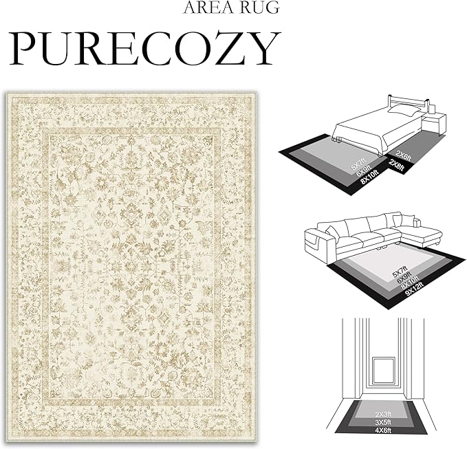 3x5 Brown Area Rug Non Slip Vintage Office Entryway Rug Distressed Machine - Image 2