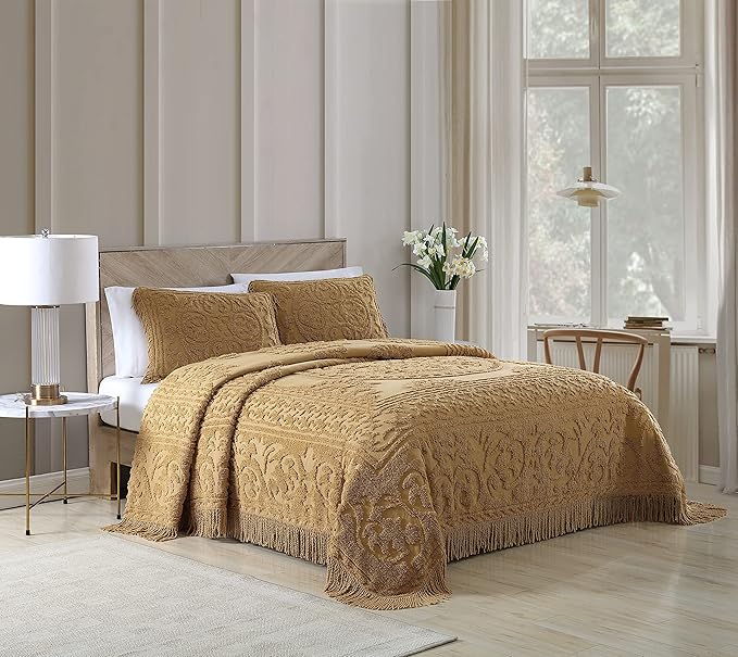 Beatrice Home Fashions Medallion Chenille Bedspread, King Sham - Image 2