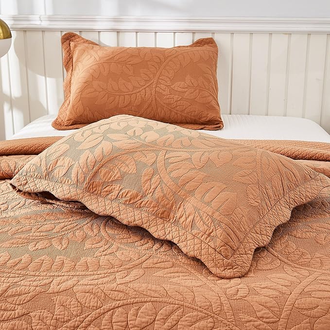 MarCielo 3-Piece 100% Cotton Oversized Bedspread Lightweight Quilt Coverlet - Image 8