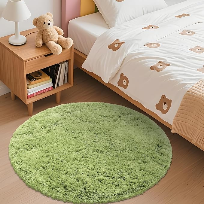 OLANLY Grass Green Round Rugs for Bedroom - Image 2