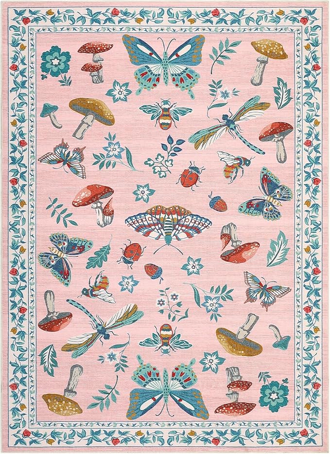 Mushroom Insect 8x10 Area Rugs, Washable Rugs - Image 4