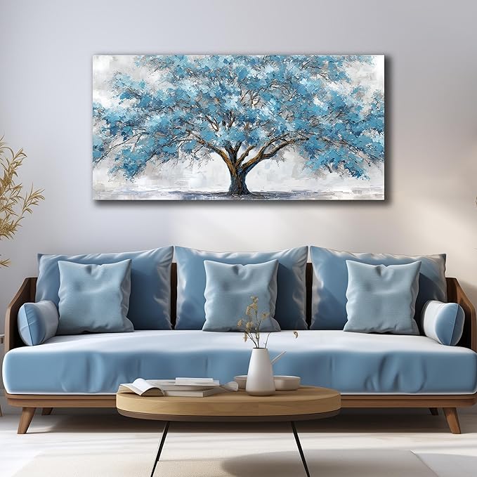 JuhaiArt Teal Wall Decor Tree Wall Art - Image 7