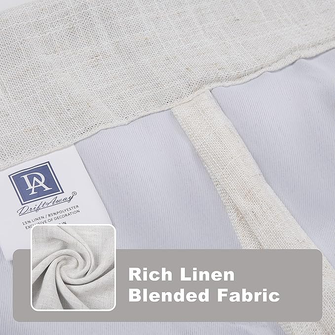 DriftAway Double Layer Linen Blackout Tie Up Curtains Thermal Insulated Fully - Image 5