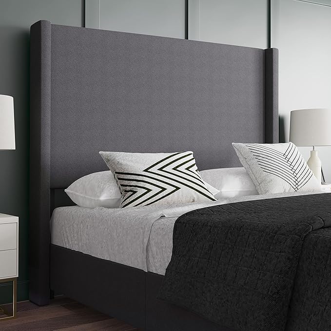 EMMA + OLIVER Nora Queen Size Faux Linen Upholstered Platform Bed - Image 6