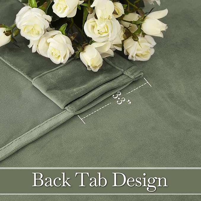 RYB HOME Plush Velvet Curtains, Heavy Duty Back Tab Decorative Window Drapes - Image 4