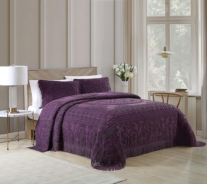 Beatrice Home Fashions Medallion Chenille Bedspread, Standard Sham - Image 2