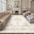 Area Rug 10x14 Cream Washable Living Room Beige Carpet Non Slip Vintage by PureCozy