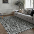 Dark Black Area Rug 6x9 Machine Washable Vintage Living Room Distressed Non by PureCozy