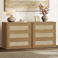 SICOTAS Rattan Night Stand Set 2, 26.8" Wide Oversized Nightstand by SICOTAS