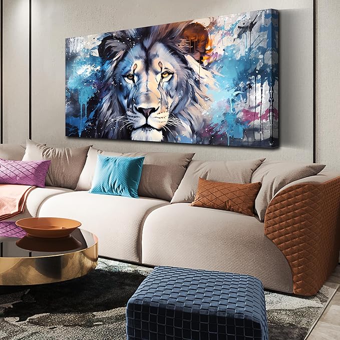 ENTANUB Large Wall Art for Living Room, Lion Canvas Print Painting for Bedroom - Image 2