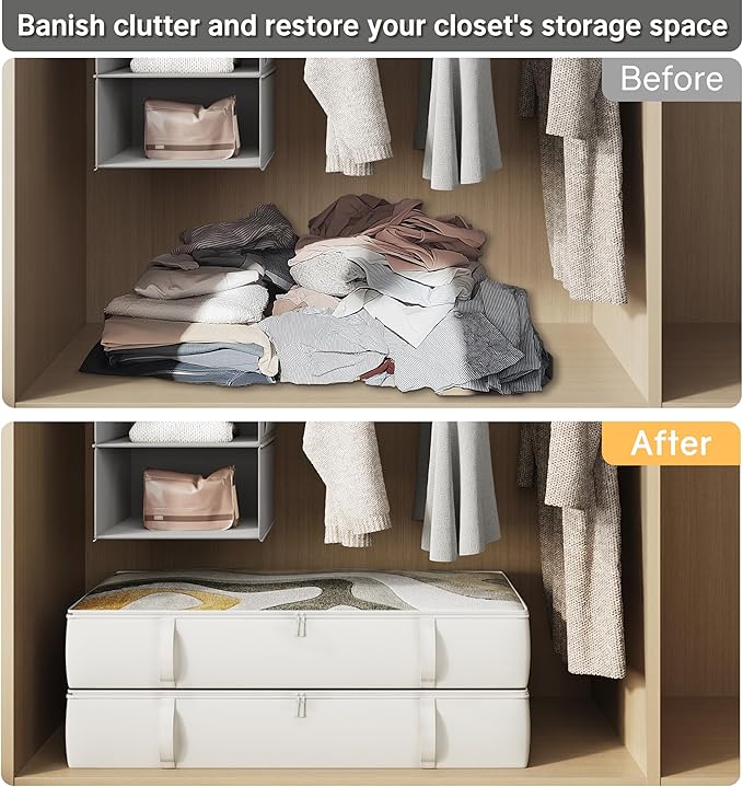 2-Pack Under Bed Storage, 6 Inches Tall Closet Organizers and Storage Bins - Image 4