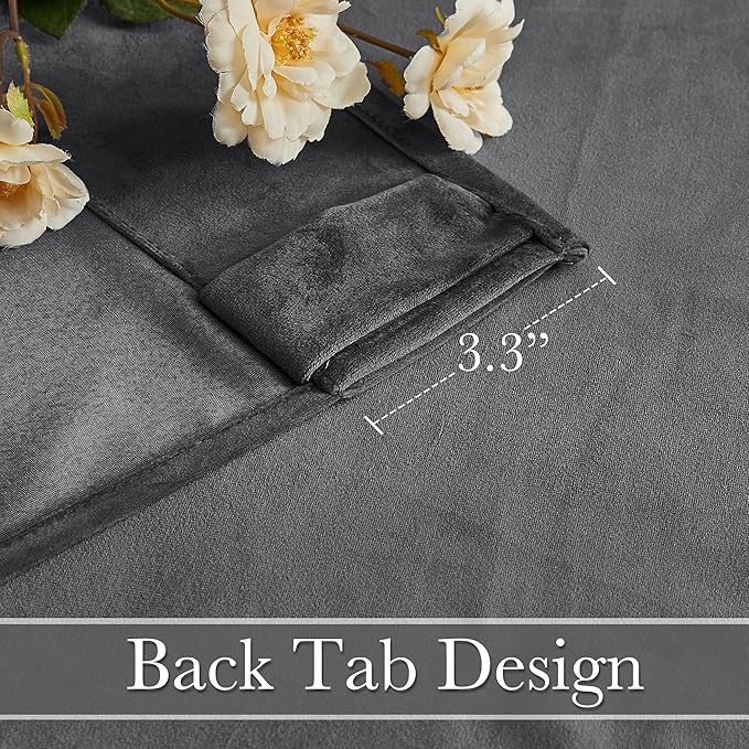 RYB HOME Grey Velvet Curtains 72 inches Long - Image 4