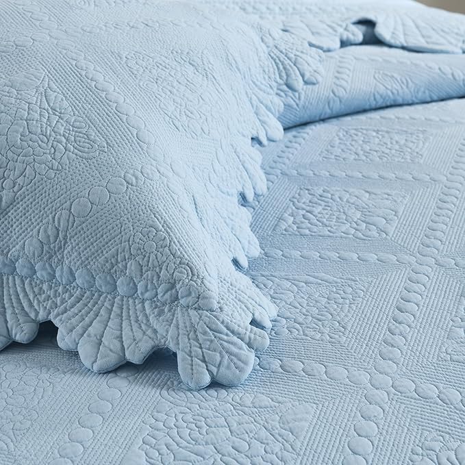 MarCielo 3-Piece 100% Cotton Oversized Bedspread Lightweight Quilt Coverlet - Image 7