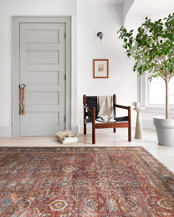 Loloi Layla Collection LAY-01 Brick/Blue 9'-0" x 12'-0" .13" Thick Area Rug - Image 9